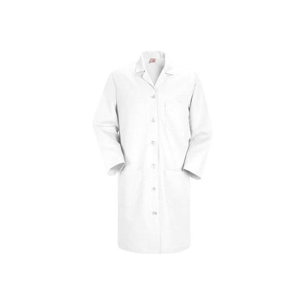 Red Kap Women's Button Front Lab Coat, White, Poly/Combed Cotton, M